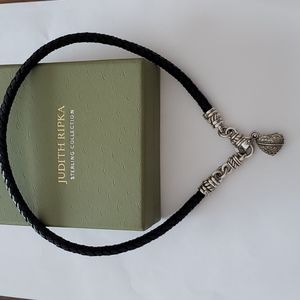 Judith Ripka Black leather choker